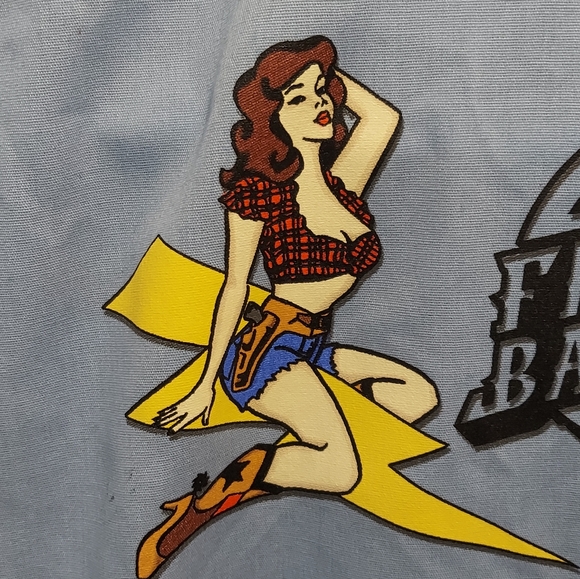 Frankie Ballard Concert Tour Merch Pinup Girl Mechanic Garage Button Up Shirt - Picture 4 of 9